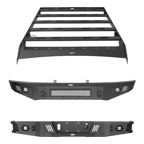 HookeRoad Front Bumper / Rear Bumper / Roof Rack for 2009-2014 F-150 SuperCrew, Excluding Raptor HookeRoad HE.8205+8201+8204 2