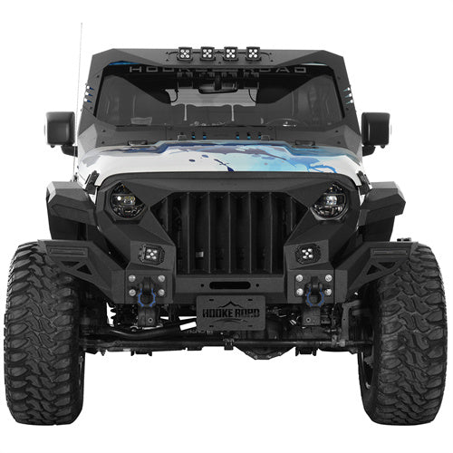 Mad Max Front Bumper Grill w/Wings & LED Lights(18-25 Jeep Wrangler JL & Jeep Gladiator JT) - Hooke Road