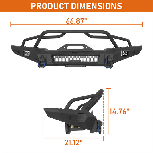 Hooke Road Front Bumper with Tube Bar for 2021-2026 Ford Bronco b8942 5