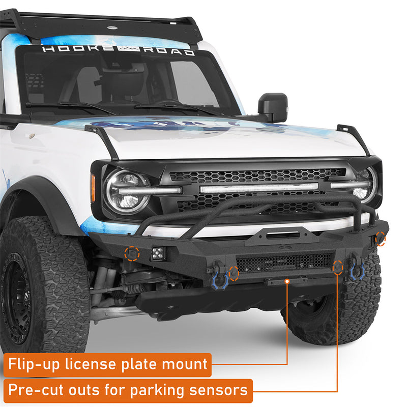 Load image into Gallery viewer, Hooke Road Front Bumper with Tube Bar for 2021-2026 Ford Bronco b8942 7
