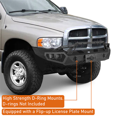 thumbnail image 2 of ECCPP Heavy Steel Front Bumper For 2010-2018 Dodge Ram 2500 3500 – Winch Plate, LED Lights, D-Rings Included 2 of 5