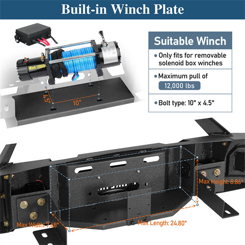 Load image into Gallery viewer, Front Bumper w/ Winch Plate &amp; LED Spotlights (88-98 Chevy C/K 1500 2500 3500 &amp; GMC Sierra 1500 2500 3500) - Hooke Road
