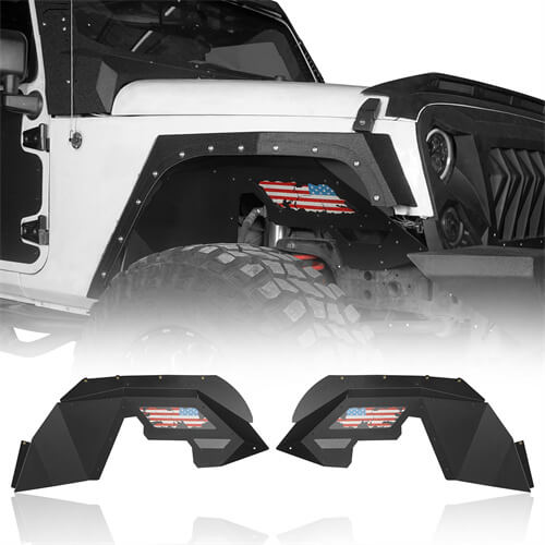 Load image into Gallery viewer, HookeRoad Jeep JK Front Inner Fender Liners w/Since 1941 Logo for 2007-2018 Jeep Wrangler JK b20662067 10
