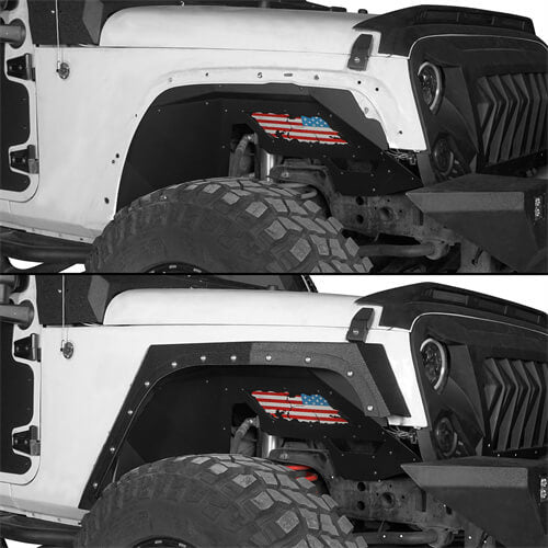 Load image into Gallery viewer, HookeRoad Jeep JK Front Inner Fender Liners w/Since 1941 Logo for 2007-2018 Jeep Wrangler JK b20662067 13
