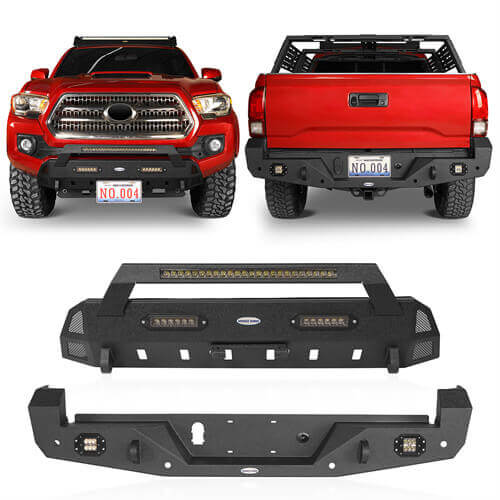 Load image into Gallery viewer, HookeRoad Tacoma Front &amp; Rear Bumpers Combo for 2016-2023 Toyota Tacoma 3rd Gen b42034200s 20
