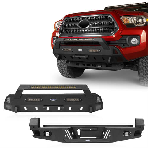 HookeRoad Tacoma Front & Rear Bumpers Combo for 2016-2022 Toyota Tacoma 3rd Gen b4203s4204 2