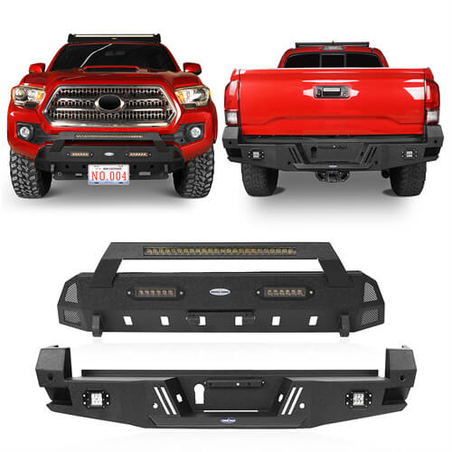Load image into Gallery viewer, HookeRoad Tacoma Front &amp; Rear Bumpers Combo for 2016-2022 Toyota Tacoma 3rd Gen b4203s4204 4
