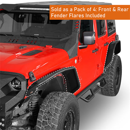 2018-2023 Jeep JL Fender Flares Kit w/Signal Lights 4x4 Jeep Parts - Hooke Road b3053 12