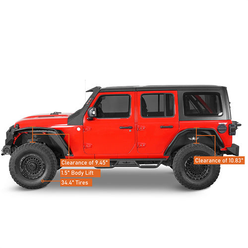 2018-2023 Jeep JL Fender Flares Kit w/Signal Lights 4x4 Jeep Parts - Hooke Road b3053 8