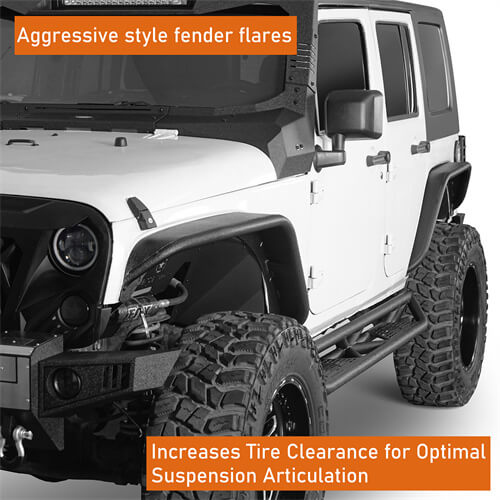 2007-2018 Jeep JK Fender Flares Kit 4x4 Jeep Parts - Hooke Road b2086 14