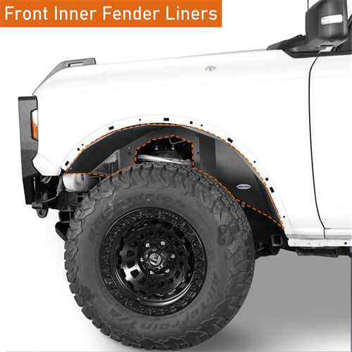 Hooke Road Front Wheel Well Liners Front Inner Fender Lineers For 2021-2023 Ford Bronco b8914s 12