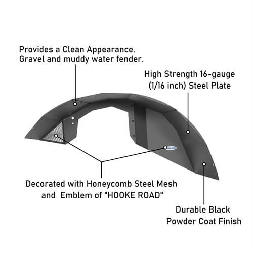 Hooke Road Front Wheel Well Liners Front Inner Fender Lineers For 2021-2023 Ford Bronco b8914s 15