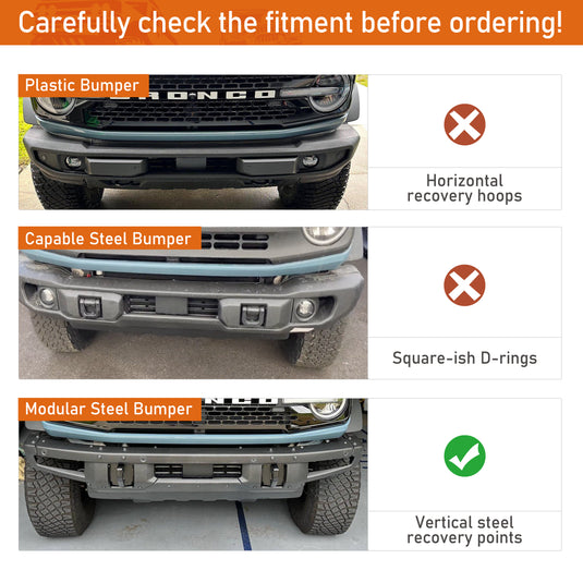 Bronco Brush Guard (21-26 Ford Bronco w/ Steel Modular Bumper, Excluding Raptor & Everglades & Black Diamond Models) - Hooke Road
