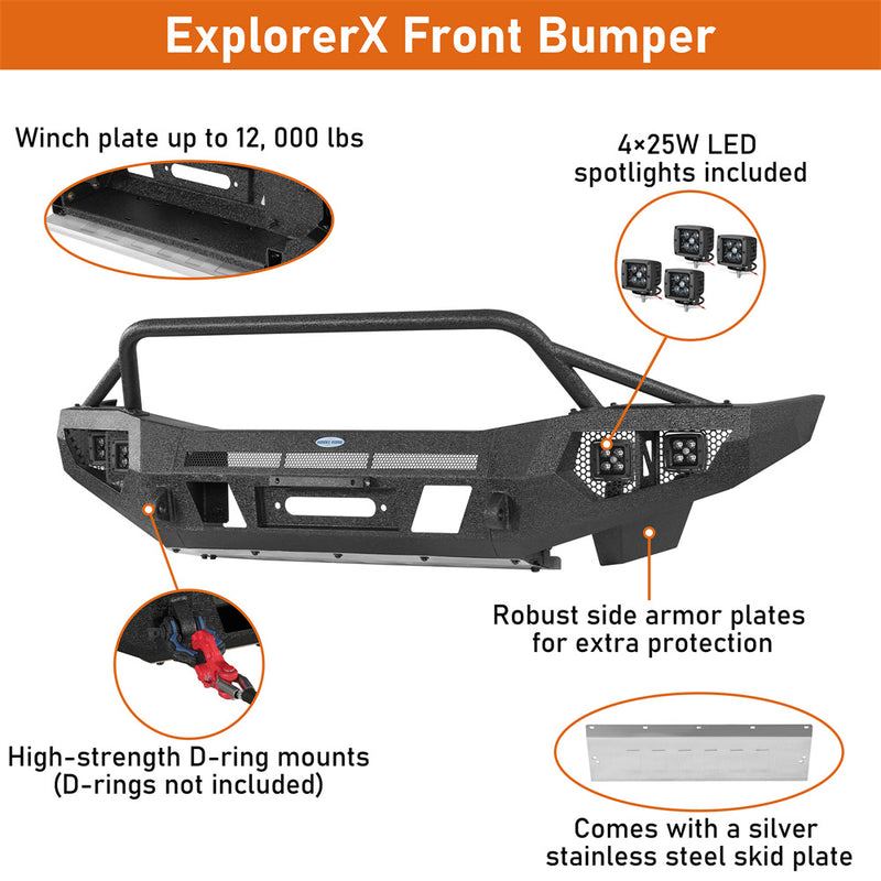 Load image into Gallery viewer, Full Width Front Bumper with Winch Plate for 2004-2006 Dodge Durango Hooke Road b6854s 9
