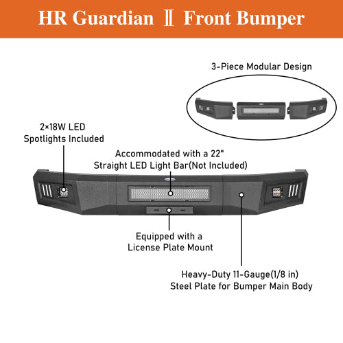 Load image into Gallery viewer, Hooke Road HR Guardian Ⅱ Full Width Front Bumper for 2009-2014 Ford F-150, Excluding Raptor b8212 11
