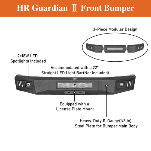 Hooke Road HR Guardian Ⅱ Full Width Front Bumper for 2009-2014 Ford F-150, Excluding Raptor b8212 11