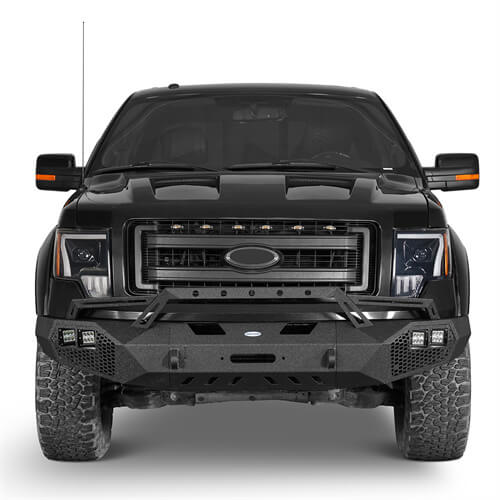 Raptor Style Steel Gray Front Bumper Kit For 2009-2014 Ford F-150 F150 – W/ LED DRL Dynamic Lights