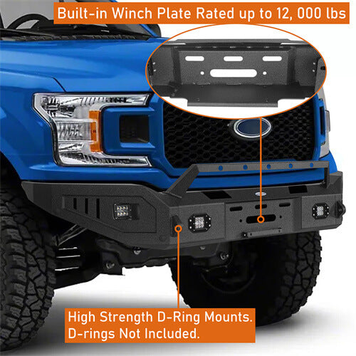 2018-2020 Ford F-150  Full-Width Front Bumper w/ Winch Plate - Hooke Road b8255 10