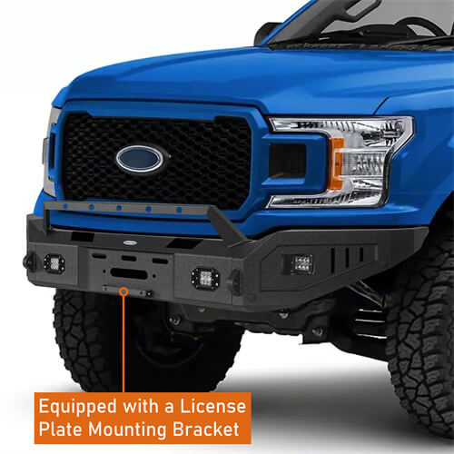 2018-2020 Ford F-150  Full-Width Front Bumper w/ Winch Plate - Hooke Road b8255 12