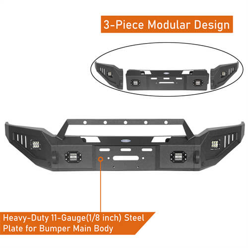 2018-2020 Ford F-150  Full-Width Front Bumper w/ Winch Plate - Hooke Road b8255 14