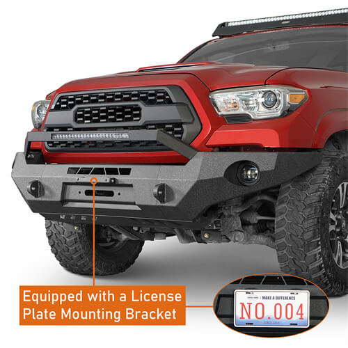 Load image into Gallery viewer, Hooke Road Full Width Front Bumper w/ LED Light Bar &amp; Winch Plate Compatible with 2016-2023 Toyota Tacoma b4211s 110
