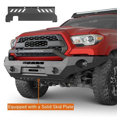 Load image into Gallery viewer, Hooke Road Full Width Front Bumper w/ LED Light Bar &amp; Winch Plate Compatible with 2016-2023 Toyota Tacoma b4211s 11
