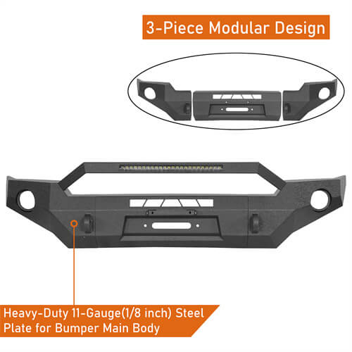 Load image into Gallery viewer, Hooke Road Full Width Front Bumper w/ LED Light Bar &amp; Winch Plate Compatible with 2016-2023 Toyota Tacoma b4211s 13
