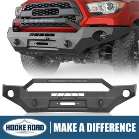 Hooke Road Full Width Front Bumper w/ LED Light Bar & Winch Plate Compatible with 2016-2023 Toyota Tacoma b4211s 1