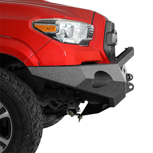 Hooke Road Full Width Front Bumper w/ LED Light Bar & Winch Plate Compatible with 2016-2023 Toyota Tacoma b4211s 20