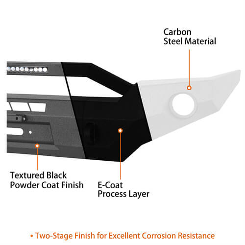 Hooke Road Full Width Front Bumper w/ LED Light Bar & Winch Plate Compatible with 2016-2023 Toyota Tacoma b4211s 21