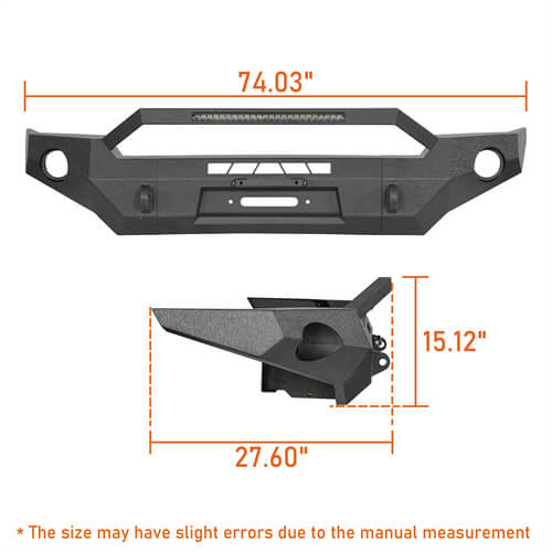 Hooke Road Full Width Front Bumper w/ LED Light Bar & Winch Plate Compatible with 2016-2023 Toyota Tacoma b4211s 22