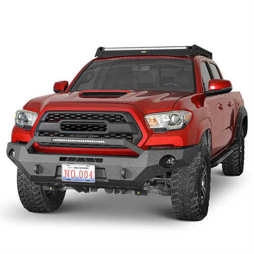 Load image into Gallery viewer, Hooke Road Full Width Front Bumper w/ LED Light Bar &amp; Winch Plate Compatible with 2016-2023 Toyota Tacoma b4211s 3

