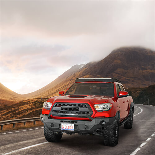 Load image into Gallery viewer, Hooke Road Full Width Front Bumper w/ LED Light Bar &amp; Winch Plate Compatible with 2016-2023 Toyota Tacoma b4211s 5
