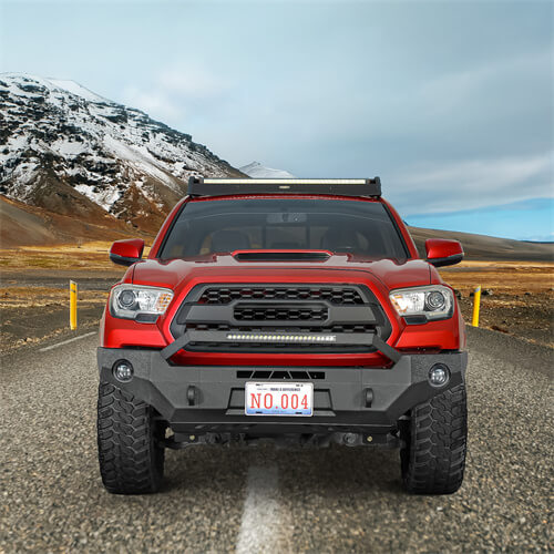 Hooke Road Full Width Front Bumper w/ LED Light Bar & Winch Plate Compatible with 2016-2023 Toyota Tacoma b4211s 6