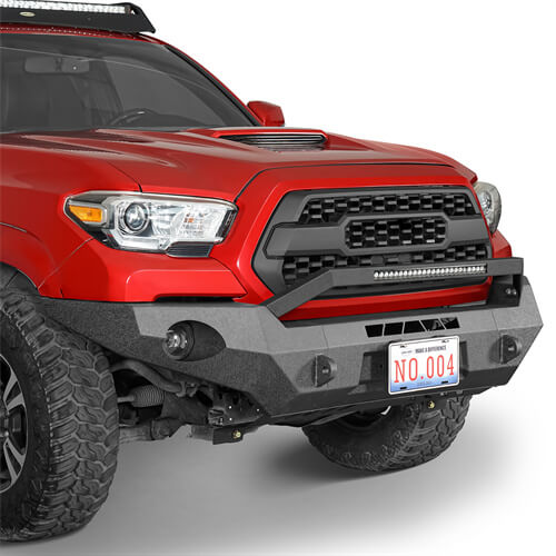 Load image into Gallery viewer, Hooke Road Full Width Front Bumper w/ LED Light Bar &amp; Winch Plate Compatible with 2016-2023 Toyota Tacoma b4211s 7
