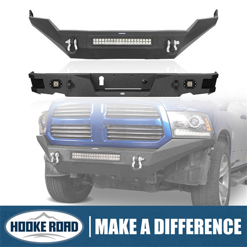 Load image into Gallery viewer, HookeRoad Dodge Ram Front Bumper &amp; Rear Bumper for 2013-2018 Dodge Ram 1500, Excluding Rebel Products Hooke Road HE.6000+HE.6002 1
