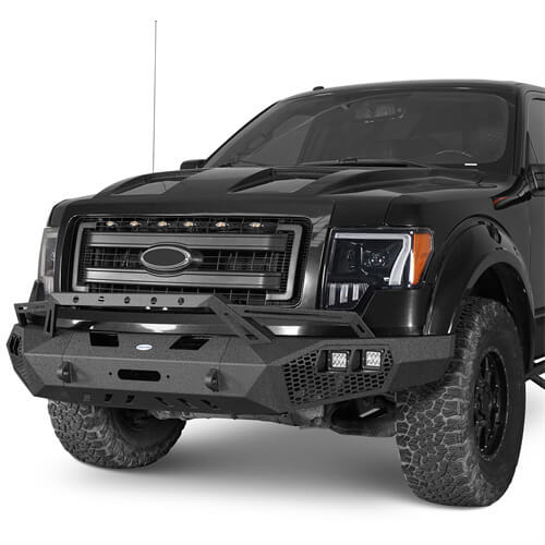 Load image into Gallery viewer, HookeRoad Front Bumper w/Grill Guard &amp; Rear Bumper for 2009-2014 Ford F-150 Excluding Raptor Hooke Road HE.8200+8204 10
