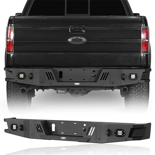 HookeRoad Front Bumper w/Grill Guard & Rear Bumper for 2009-2014 Ford F-150 Excluding Raptor b82008204 16