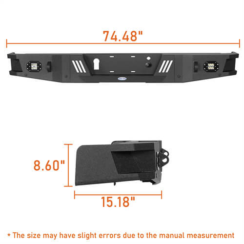 HookeRoad Front Bumper w/Grill Guard & Rear Bumper for 2009-2014 Ford F-150 Excluding Raptor b82008204 22