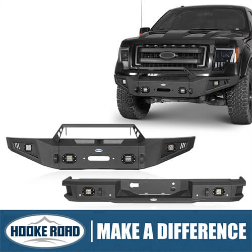 Load image into Gallery viewer, HookeRoad Ford F-150 Front Bumper &amp; Rear Bumper for 2009-2014 Ford F-150, Excluding Raptor Hooke Road HE.8202+HE.8203 1
