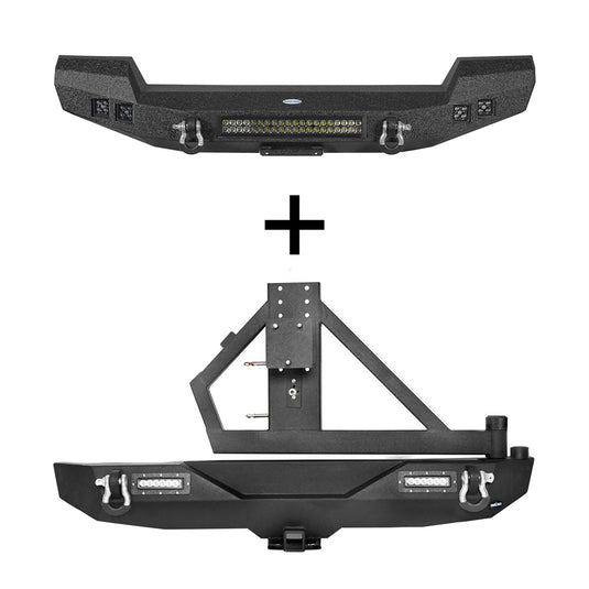 Hooke Road Full width Front Bumper & Rear Bumper(07-18 Jeep Wrangler JK)