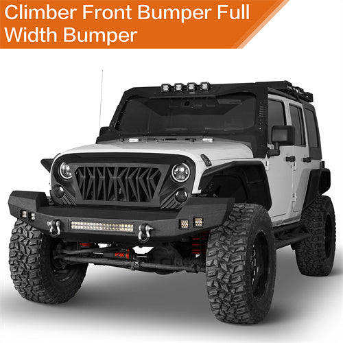 Load image into Gallery viewer, HookeRoad Jeep JK Full Width Front Bumper &amp; Rear Bumper for 2007-2018 Jeep Wrangler JK JKU Hooke Road HE.2052+HE.2028 10
