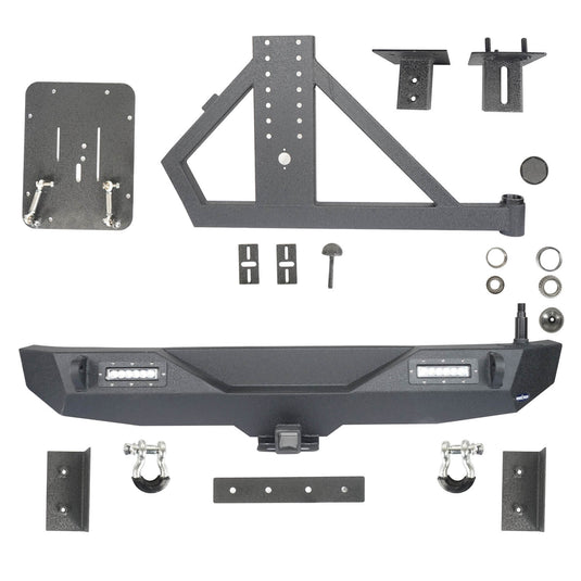 HookeRoad Jeep JK Full Width Front Bumper & Rear Bumper for 2007-2018 Jeep Wrangler JK JKU Hooke Road HE.2052+HE.2028 22