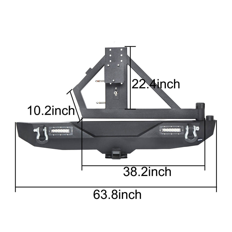 Load image into Gallery viewer, HookeRoad Jeep JK Full Width Front Bumper &amp; Rear Bumper for 2007-2018 Jeep Wrangler JK JKU Hooke Road HE.2052+HE.2028 24
