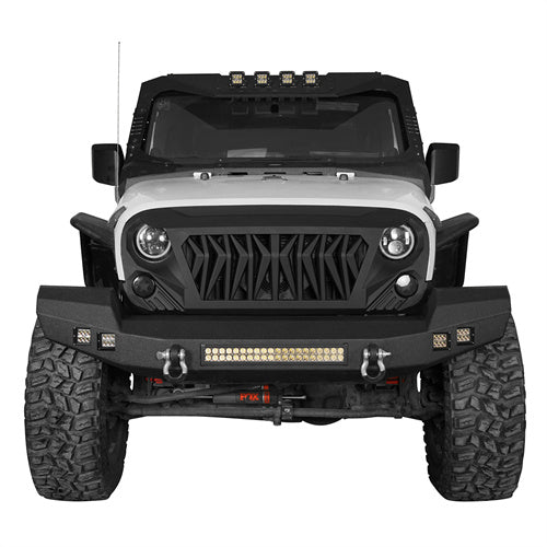 HookeRoad Jeep JK Full Width Front Bumper & Rear Bumper for 2007-2018 Jeep Wrangler JK JKU Hooke Road HE.2052+HE.2028 3