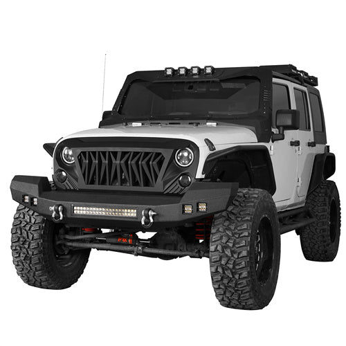 HookeRoad Jeep JK Full Width Front Bumper & Rear Bumper for 2007-2018 Jeep Wrangler JK JKU Hooke Road HE.2052+HE.2028 4