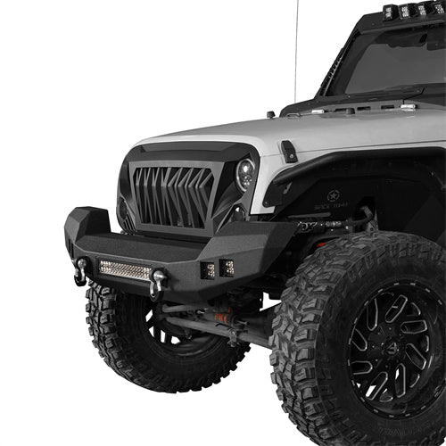 HookeRoad Jeep JK Full Width Front Bumper & Rear Bumper for 2007-2018 Jeep Wrangler JK JKU Hooke Road HE.2052+HE.2028 5