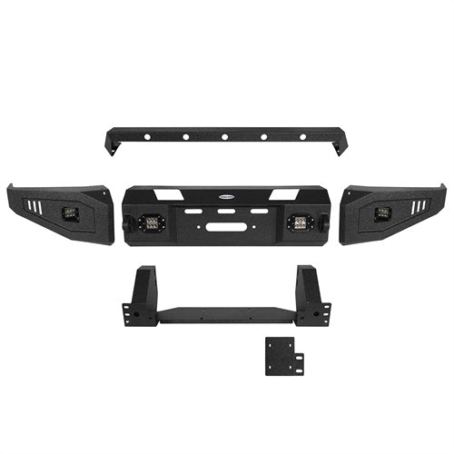 HookeRoad Full Width Front Bumper w/Winch Plate & Rear Bumper w/Hitch Receiver for 2007-2013 Toyota Tundra Hooke Road HE.5205+HE.5201 15