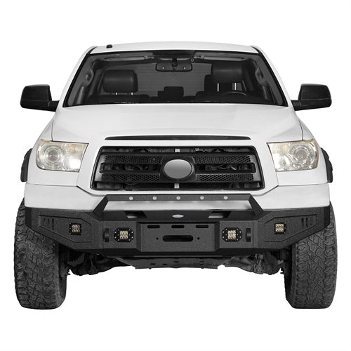 HookeRoad Full Width Front Bumper w/Winch Plate & Rear Bumper w/Hitch Receiver for 2007-2013 Toyota Tundra Hooke Road HE.5205+HE.5201 4