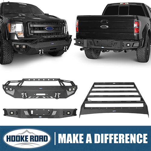 Load image into Gallery viewer, HookeRoad Ford F-150 Front Bumper / Rear Bumper / Roof Rack for 2009-2014 F-150 SuperCrew, Excluding Raptor Hooke Road  HE.8205+8200+8204 1
